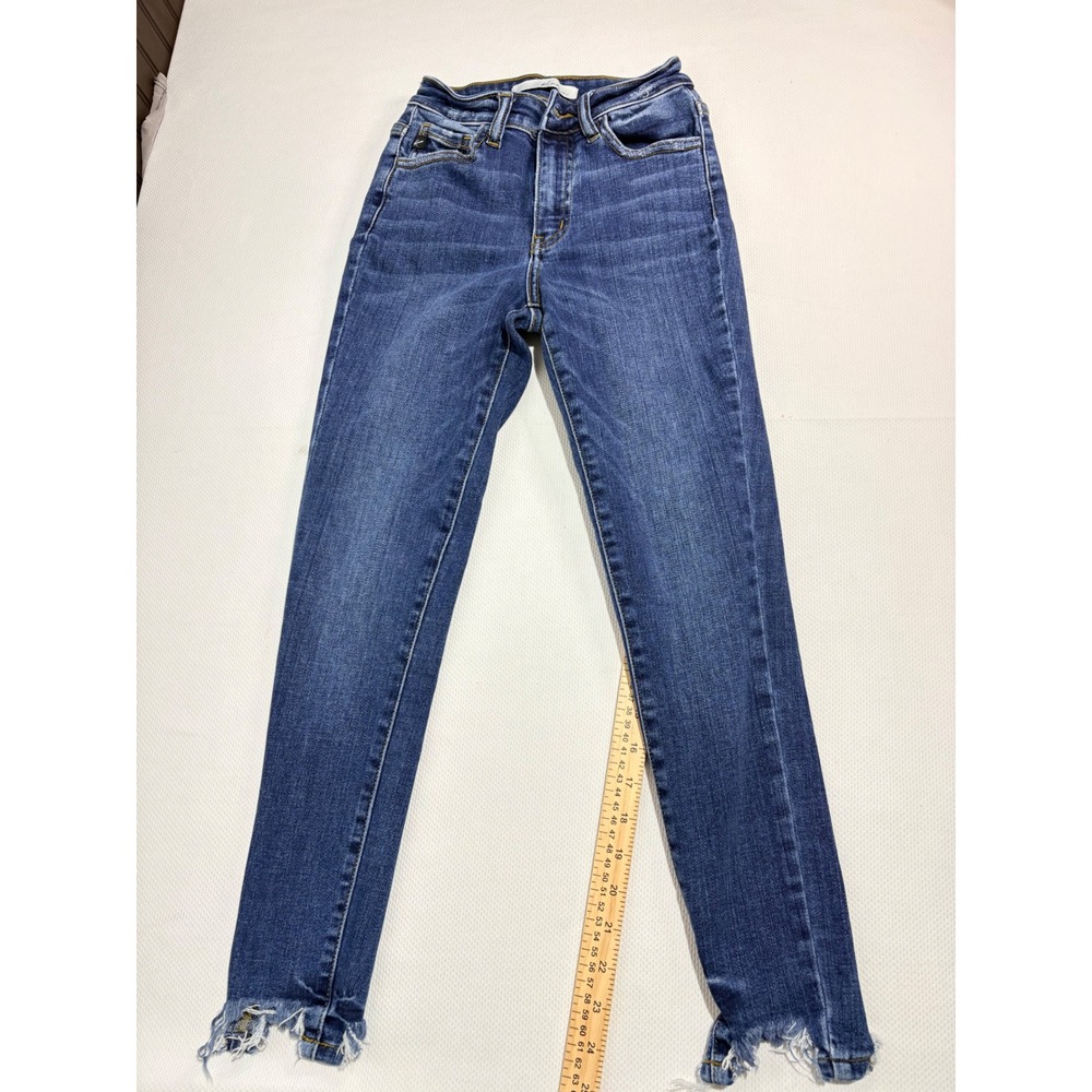 KanCan High Rise Skinny Jeans Distressed Back Pocket Raw Hem KC9127D Size 24/1